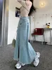 Spódnice w stylu koreański elegancka kobieta y2k długie dżinsowe kobiety midi spódnica vintage harajuku odzież Maxi Jean Streetwear