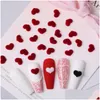 Decorações de arte de unhas 30 pcs encantos peças vermelho p bowknot coração forma 3d veet decoração acessório diy resina inverno jóias manicure drop deliv otdwr