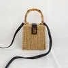 2024新しいInstagram Grass Woven Bag Seaside Vacate Handheld One Shourdled Dual Use Beach Frame Small 240312