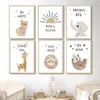 Gemälde Elefant Bär Giraffe Fauler Löwe Sonne Boho Wandkunst Leinwand Malerei Nordic Poster und Drucke Bilder Kinder Baby Zimmer Deco267J