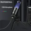 Microfones 2022 USB Metal Microphone Cardioid RGB Recording MIC för strömningssändning och YouTube -videor för bärbara mac -fönster