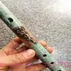 Collection China Folk Jade Flute Copper Carving Dragon Statyes Dekorera Old Jade175i