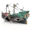 Large Aquarium Decoration Boat Plactic Aquarium Ship Air Split Shipwreck Fish Tank Decor C2484