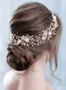 Crystal Flower Leaf Wedding Bridal pannband Tiaras för kvinnor Brud Rhinestone Bridal Wedding Hair Accessories Smyckeband Gift 240307