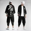 Ubranie etniczne japońskie tradycyjne spodnie kimono Mężczyźni Haori 2 sztuki garnitur retro yukata azjatycka moda harajuku hanfu kurtka 2024