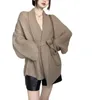 Women's Knits French Sweater Coat Women 2024 Autumn Winter Bathrobe-style Knitted Cardigan Soft Waxy Top