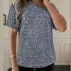 T-shirts à paillettes pour femmes, hauts à paillettes scintillantes, chemisiers décontractés à la mode, chemise ample à paillettes, fête en Club de vacances