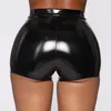 Dames shorts vrouwen solide kleur hoge taille zeer elastische faux lederen training gemakkelijk te reinigen