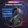 Draadloze hoofdtelefoon LED-licht bedrade headset met dubbele microfoons Bekabelde kabel Diepe bas HiFi stereo gaming-headsets voor pc, SMARTPHONE, IPAD ENZ.