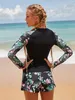 Swim wear Womens swimsuits with long sleeves in flowers dress with sunscreen surf suit separate swimsuits swim boxers aquatic sports 240311