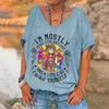 T-shirt da donna T-shirt da donna Vintage Letter Print Short Sle Daily Weekend Basic Girls T-shirt con scollo a V Fe Abbigliamento Top estivi oversize L24312 L24312