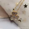 Fanjia Collier mini trèfle en argent pur 925 pour femme plaqué or rose 18 carats avec pendentif en forme de trèfle à face lisse et diamant complet