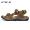 Mode été loisirs hommes chaussures plage sandales de haute qualité en cuir véritable sandales doux grande taille hommes sandales taille 38-48 240305