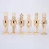 6pcs Wooden Nutcracker Doll Decoration DIY Blank Paint Toy Wooden Unpainted Doll For Kids DIY Soldier Figurines Table Ornaments C0290U