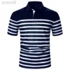 Men's Polos Short Sleeve Polo Shirt Two-Color Splicing And Stripe Design Streetwear Casual Fashion Polo Shirt ldd240312