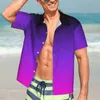 Chemises décontractées pour hommes Chemise de vacances dégradée Homme Noir Violet et Rose Hawaii Manches courtes Lâche Blouses surdimensionnées Cadeau d'anniversaire