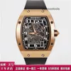 Designer Richardmill WacTh Automatisk rörelse klockor Swiss Made Richardmill RM067 Ultra Thin Mens Watch 18K Rose Gold Black Disc Dature display Automatisk mech ah2y