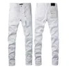 Jeans Jeans da uomo di marca viola Pantaloni slim fit skinny in denim bianco solido Pantaloni streetwear 508