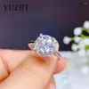 Pierścienie klastra yuzbt solidny 18 -karatowy biały złoto plastowany 5 rund doskonały diament Diamond Past D Color Moissanite Pierścień Pierścień Wedding Biżuteria