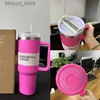 Kupalar ABD Stok Kozmik Pembe Söndürücü Tumbler H2.0 40oz Paslanmaz Çelik Kupalar Silikon Tutucu Kapak Saman 2. Nesil Araba Kupaları Su Şişeleri L240312