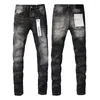 24ss jeans masculinos roxo designer calças marca verão buraco estilo bordado auto cultivo e pés pequenos moda