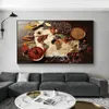 キッチンの壁の装飾レストランのためのカラフルなスパイスフードマップキャンバス絵画モダンなポスターアートクアドロスprint2681
