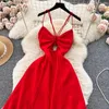 Sukienki zwykłe ubrania kobiety seksowne czerwono maxi sukienka głębokie v szyja wycięcie bez pleców bez rękawów koronki under elegan