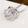 S925 Silver Star Pendant Statement Necklace Zircon Diamonds Women Girls Lady Swarovski Elements Jewelry
