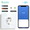 Control BSEED Wifi EU Socket Wall Smart Plug Power Monitor Socekt Outlet Glass Panel 16A Timing Function Tuya Smart Home Alexa Control