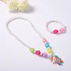 Kedjor 2st barn söta halsband armband set söt pendell purpurpärlor pärlor pärlor diy smycken grossist