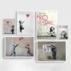 Schilderijen Abstract Meisje Muur Canvas Schilderij Bansky Posters En Prints Zwart Wit Foto's Voor Woonkamer Decor277b