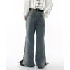 Mäns jeans 2024 Spring Fashion Niche Desise Breasted Gradient Mopping Floor Korean dragkedja Bomull Rak High Street