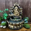 Ręcznie robione hinduskie ganesha posąg wewnętrzny fontanna wodna LED Waterscape Dekoracje domu Lucky Feng Shui Ozdoby powietrzne T2003285V