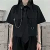 Werk Jurken Zomer Vrouwen Punk Stijl Jurk Mode Persoonlijkheid Keten Korte Mouw Top Sling Bandage 2 Delige Set Dame Zwart shirt 2024