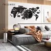 120CM Punch- DIY Black Acrylic World Map Large Wall Clock Modern Design Stickers Silent Watch Home Living Room Kitchen Decor 2342U