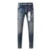 Jeans pour hommes de marque violette avec peinture bleu foncé clair et argent en détresse 9040