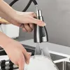 Kökskranar kranar enkel hål dra ut pip sjunka mixer kran ström sprayer huvud krom/svart