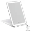 Foldbar Makeup Mirror Pekskärm Makeup Mirror 3 Färger Lättlägen Kosmetiska speglar USB -laddningsbar vikbar LED -spegel 240219