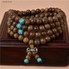 Beaded 108 Wood Beaded Bracelets for Men Women Sandalwood Buddhist Buddha Meditation Prayer Blue Turquoise Multi-layered 6MM BraceletsL24213