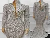 2023 Afrykańskie cekiny sukienki wieczorowe długie rękawy Syrenka Kobieta Formalna sukienka imprezowa Błyszcząca koralikowa szyja suknie balowe GB12052177763