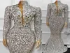 2023 Afrikanska paljetter Kvällsklänningar Långa ärmar sjöjungfru Formell festklänning Sparkly Beaded High Neck Prom Clows GB12052177763