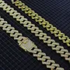 Rhinestone 20mm double row diamond Cuban diamond chain full diamond Cuban link chain versatile diamond chain