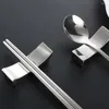 Chopsticks Metal återanvändbar hållare 304 rostfritt stål sked stativ kinesisk stil retro köksverktyg Hållbart bordsredskap