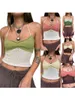 Damen-Tanks, sexy Y2K-Kleidung, Frauen-Neckholder-Crop-Top, gerippte Cami-Tops, ärmellos, Kontrastfarbe, schmale Passform, gerüschtes Strick-Camisole