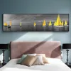 Paintings Sea Yellow Boat Bridge Tower Posters And Prints Landscape Pictures For Home Canvas Painting Wall Art Living Room Decorat298Q