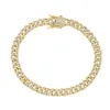 Bling Ice Out 925 Sterling Silver Zirconia Gold Plated Miami Cuban Link Chain Bracelet