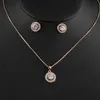 Elegant Cubic Zirconia Women Fashion Rose Gold Earring Halsbandsmycken Set 2511