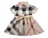 girls dress 2019 INS summer new styles European and American styles children039s Lapel short sleeves high quality cotton plaid 8556792