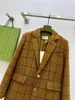 Kvinnors kostymer Blazers Designer 24 Early Spring Fashionable Colored Checkered Flip Collar Single Breasted Silhouette Suit Ypzn