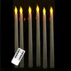 Pack of 6 Remote or not Remote Warm White Battery Taper Candlesticks Timer Christmas Window Electronic Candles For Wedding Event Y225s